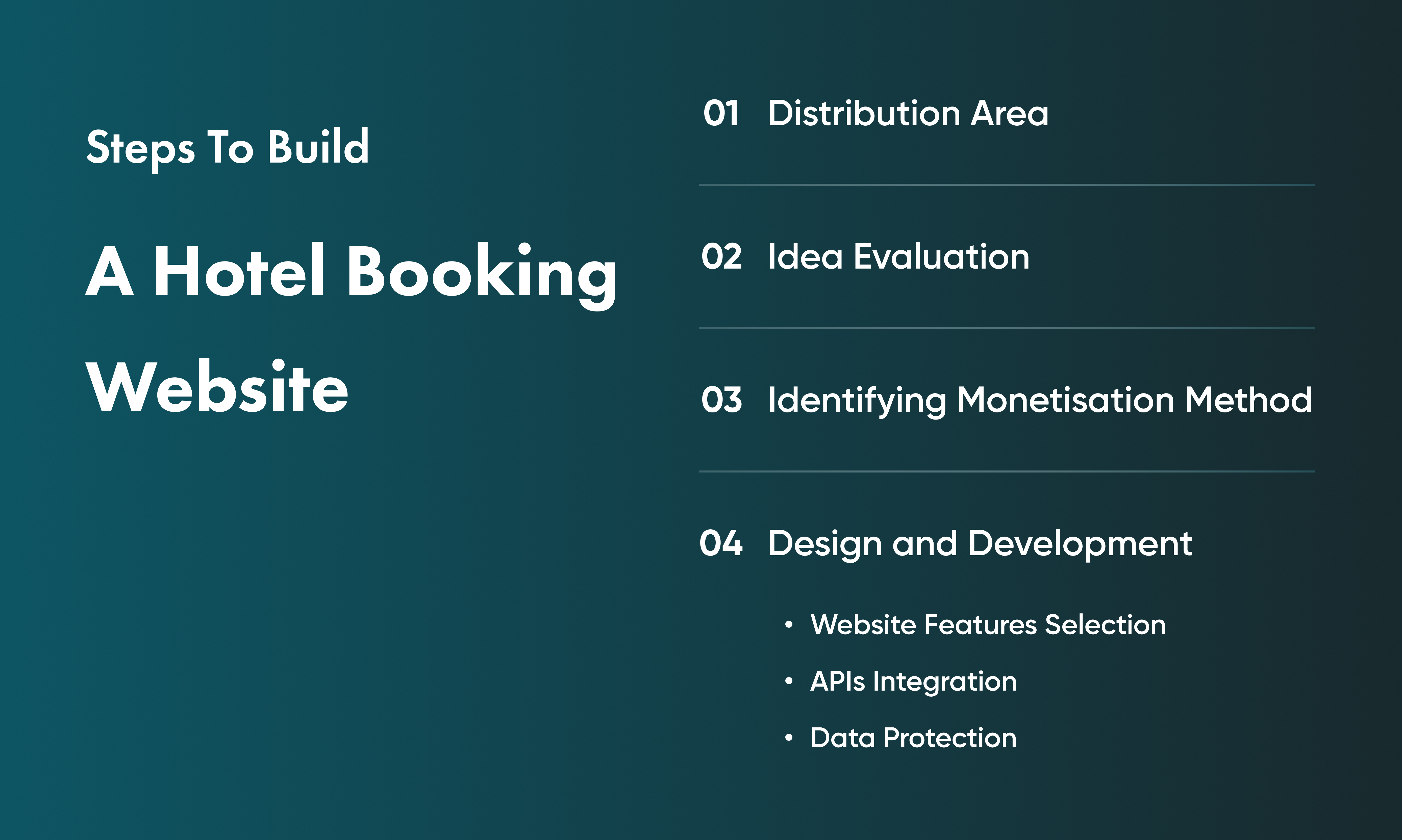 Discover the four main steps for building a hotel booking site.