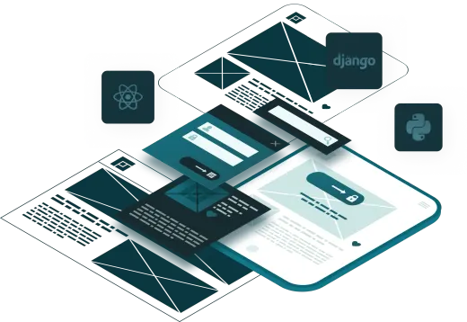 Custom web application development services hero illustration